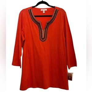 Orange Embellished Women's Top